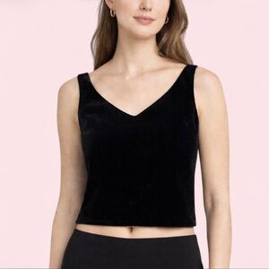 Ann Taylor Black Silk Blend Velvet Cropped Tank Top | Y2K Revival | Size 4